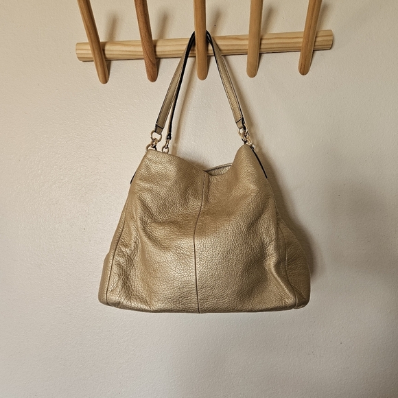 Coach Madison Phoebe Polished Gold Metallic Medium Slouchy Leather Hobo Handbag - Picture 5 of 16